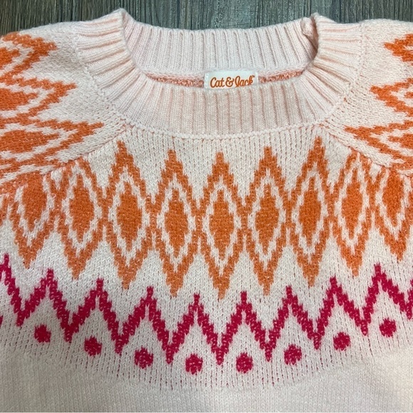 Cat & Jack Cozy Light Pink Colorful Pattern Crewneck Sweater Knit Size XL 14/16 - Picture 6 of 10